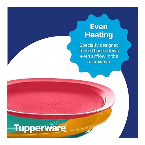  Tupperware Brand Microwave Reheatable Luncheon Plates - Dishwasher & Microwave Safe - BPA Free - Reusable, Lightweight, Durable & Great for Kids