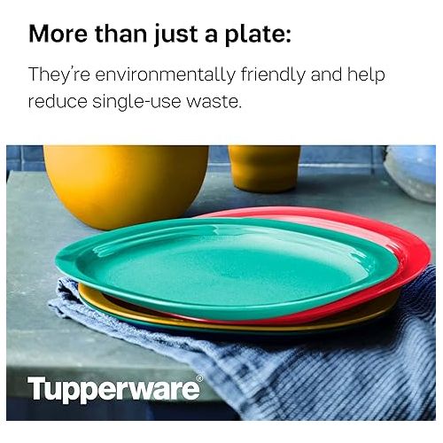  Tupperware Brand Microwave Reheatable Luncheon Plates - Dishwasher & Microwave Safe - BPA Free - Reusable, Lightweight, Durable & Great for Kids