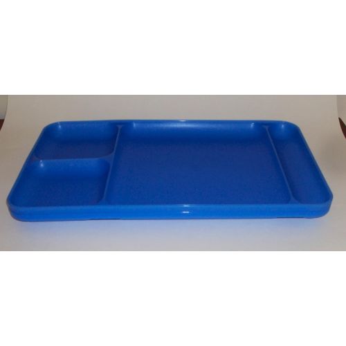  Tupperware Divided Dining TV Trays Picnic Kids Lunch Plates Sheer Blue