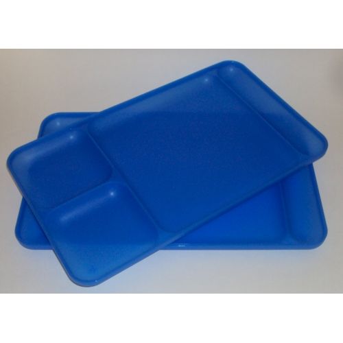  Tupperware Divided Dining TV Trays Picnic Kids Lunch Plates Sheer Blue