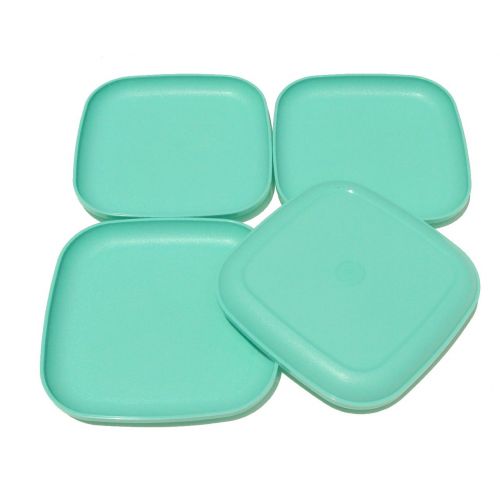  Tupperware Square 8 Inch Luncheon Plates Mint Green Set of 4