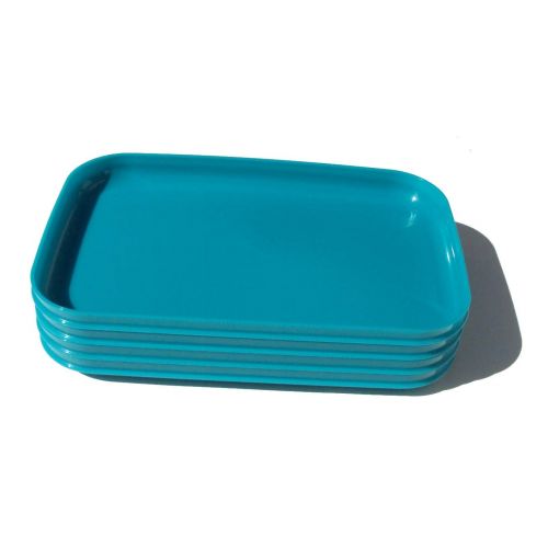  Tupperware Rectangular Luncheon Plates Peacock Blue Set of 4