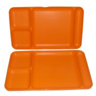 Tupperware Divided Dining TV Trays Picnic Kids Lunch Plates Orange
