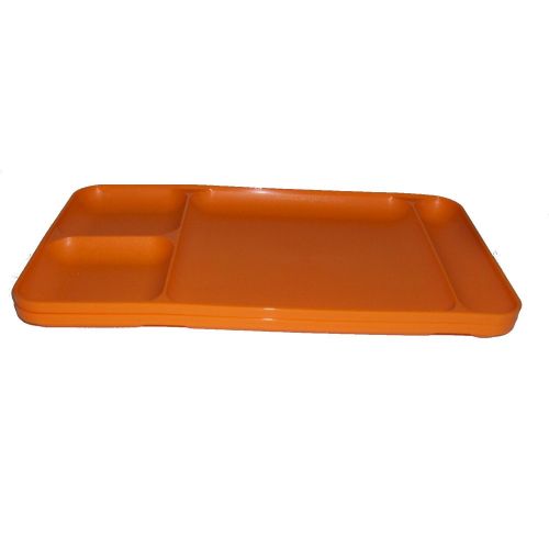  Tupperware Divided Dining TV Trays Picnic Kids Lunch Plates Orange