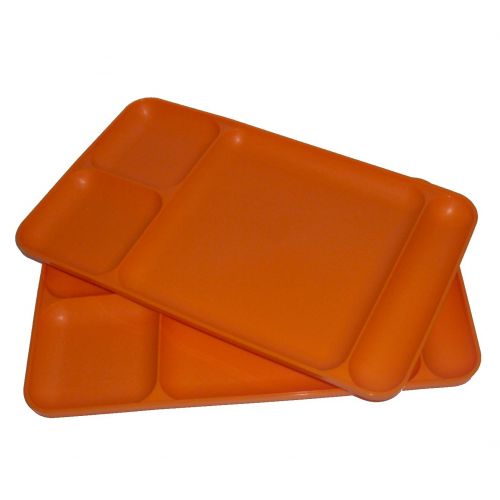  Tupperware Divided Dining TV Trays Picnic Kids Lunch Plates Orange