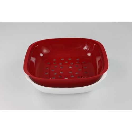  Tupperware TUPPERWARE Allegra Servierschale 1,33 L rot weiss mit Sieb Auffangschale