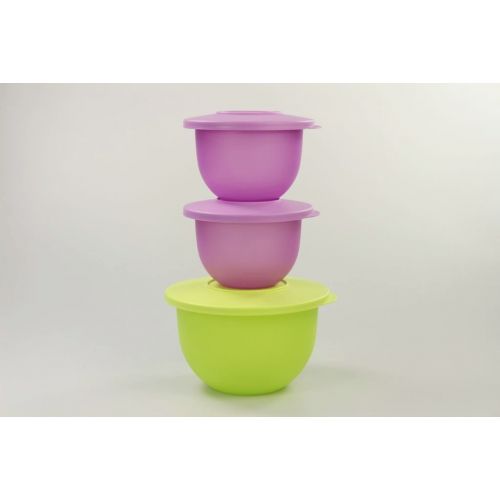  Tupperware TUPPERWARE Junge Welle Schuessel 1,3 L limette + (2) 550 ml lila Servieren 29505