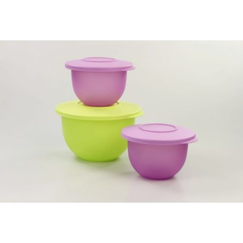  Tupperware TUPPERWARE Junge Welle Schuessel 1,3 L limette + (2) 550 ml lila Servieren 29505