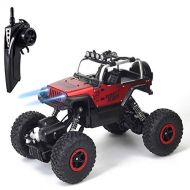 Tuptoel RC Car Toys, Off Road Vehicles Remote Control Rock Crawler Cars 4WD RC Trucks 2.4GHz with LED Light for Kids Red