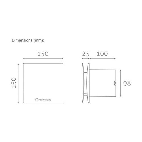  Turbionaire Arte 100 SC Bad Ventilator 100mm Verchromt fuer die Evakuierung Standard fuer Bad, Kueche, Ruecklaufsperre, Schutzart IPX4 gegen Wasserspritzer