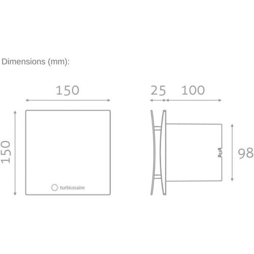  Turbionaire Arte 100 SC Bad Ventilator 100mm Verchromt fuer die Evakuierung Standard fuer Bad, Kueche, Ruecklaufsperre, Schutzart IPX4 gegen Wasserspritzer