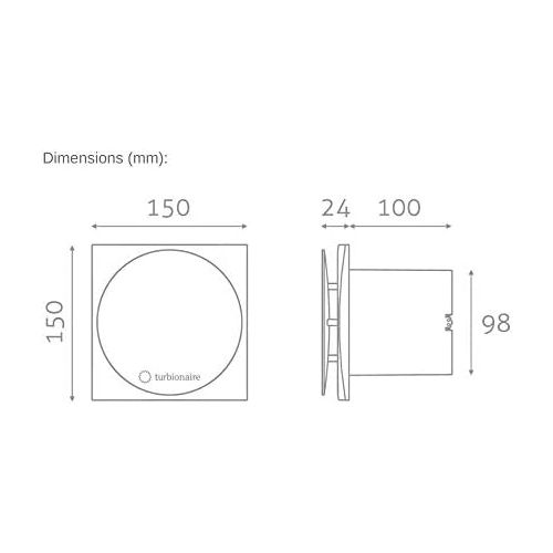  Turbionaire MIO 100 LL-SC Bad Ventilator 100mm Verchromt fuer die Evakuierung Standard fuer Bad, Kueche, Motor mit Kugellagern Ruecklaufsperre, Schutzart IPX4 gegen Wasserspritzer