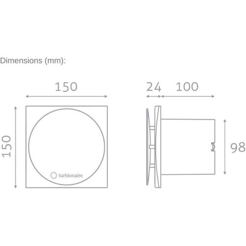  Turbionaire MIO 100 LL-SC Bad Ventilator 100mm Verchromt fuer die Evakuierung Standard fuer Bad, Kueche, Motor mit Kugellagern Ruecklaufsperre, Schutzart IPX4 gegen Wasserspritzer