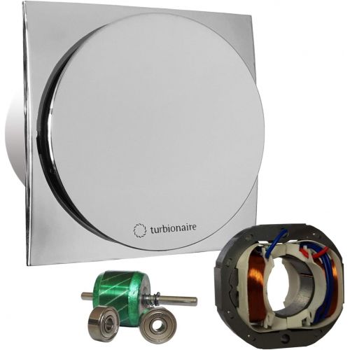  Turbionaire MIO 100 LL-SC Bad Ventilator 100mm Verchromt fuer die Evakuierung Standard fuer Bad, Kueche, Motor mit Kugellagern Ruecklaufsperre, Schutzart IPX4 gegen Wasserspritzer