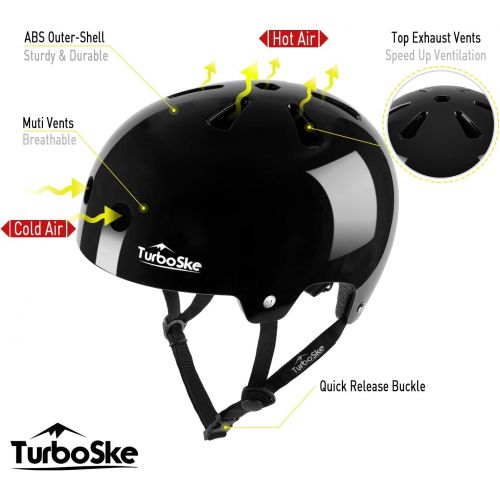  TurboSke Skateboard Helmet, BMX Helmet, Multi-Sport Helmet, Bike Helmet for Kids, Youth, Men, Women