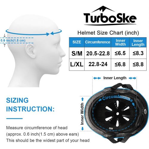  TurboSke Skateboard Helmet, BMX Helmet, Multi-Sport Helmet, Bike Helmet for Kids, Youth, Men, Women