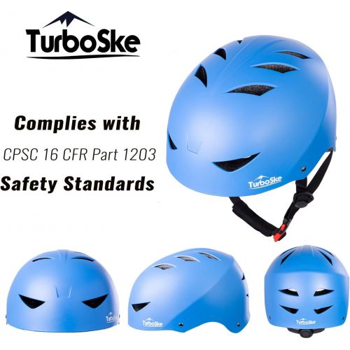  TurboSke Skateboard Helmet, ASTM & CPSC Certified Bike Helmet BMX Helmet Multi-Sport Helmet for Youth Men and Women