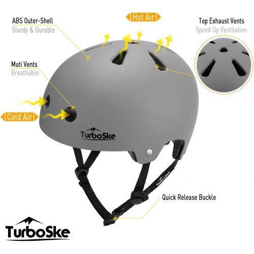  TurboSke Skateboard Helmet, BMX Helmet, Multi-Sport Helmet, Bike Helmet for Kids, Youth, Men, Women