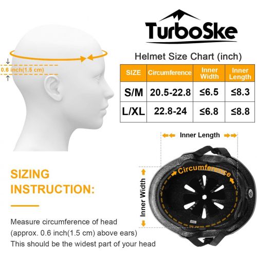  TurboSke Skateboard Helmet, BMX Helmet, Multi-Sport Helmet, Bike Helmet for Kids, Youth, Men, Women