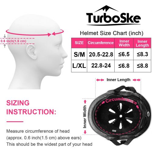  TurboSke Skateboard Helmet, BMX Helmet, Multi-Sport Helmet, Bike Helmet for Kids, Youth, Men, Women