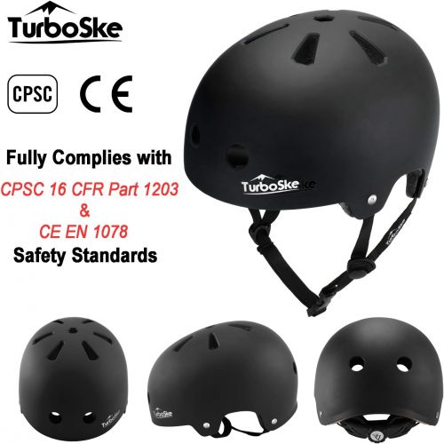 TurboSke Skateboard Helmet, BMX Helmet, Multi-Sport Helmet, Bike Helmet for Kids, Youth, Men, Women