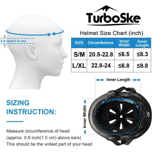  TurboSke Skateboard Helmet, BMX Helmet, Multi-Sport Helmet, Bike Helmet for Kids, Youth, Men, Women