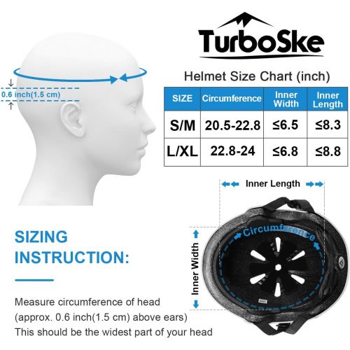  TurboSke Skateboard Helmet, BMX Helmet, Multi-Sport Helmet, Bike Helmet for Kids, Youth, Men, Women