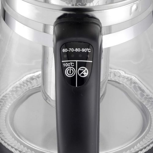  TurboTronic By Z-LINE TurboTronic Glas Wasserkocher 100% plastikfrei, 1,5 Liter mit Edelstahl Kalkfilter, LED Beleuchtung und Temperaturwahl, BPA Free