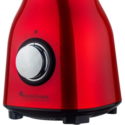  TurboTronic By Z-LINE 1400 Watt Stand Mixer with Glass Container 1.5 Litres, BPA Free, 6 Stainless Steel Blades, Smoothie Maker, Blender, Ice Crusher (Red)