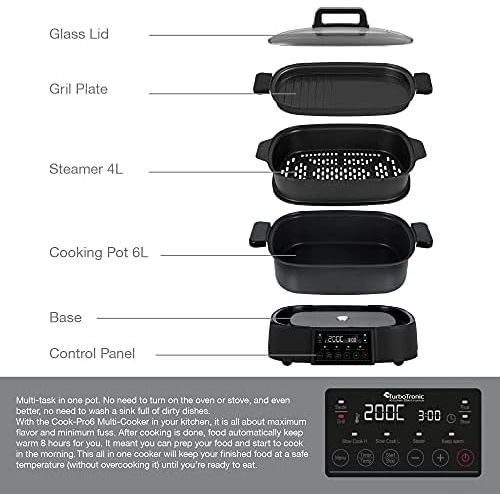  TurboTronic By Z-LINE TurboTronic / Multi Cooker / 6 L + 4 L / Black / with Grill Plate and Digital Control / Steamer / Rice Cooker / Slow Cooker / Table Grill