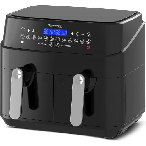  TurboTronic By Z-LINE TurboTronic / Double Hot Air Fryer XXL / Black / Digital Hot Air Fryer, 9 L (2 x 4.5 L Double Chamber), 12 Programmes, Air Fryer without Grease