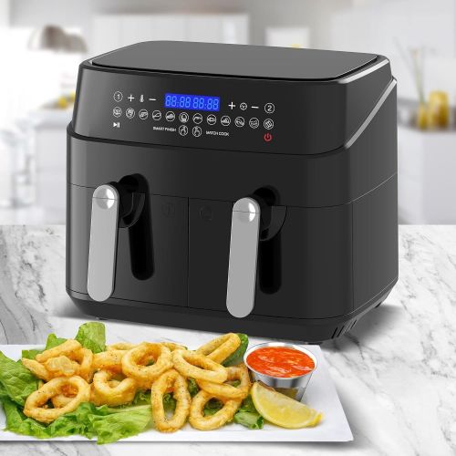  TurboTronic By Z-LINE TurboTronic / Double Hot Air Fryer XXL / Black / Digital Hot Air Fryer, 9 L (2 x 4.5 L Double Chamber), 12 Programmes, Air Fryer without Grease