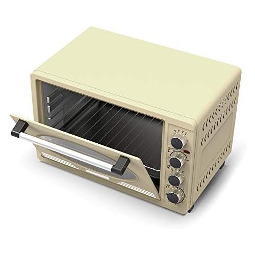  [아마존베스트]TurboTronic By Z-LINE Turbotronic/Retro Mini Oven with Air Circulation / 45 L / Black, Red, Blue, Beige / 2000 W / Mini Oven / Pizza Oven / Grill (Beige)