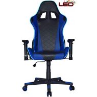 Turismo Racing Ancora Series Blue LED Gaming Chair Big and Tall - Black and Blue - Seat has Dual MEMORYFOAM System for Optimum Comfort in Gaming for Big Guys