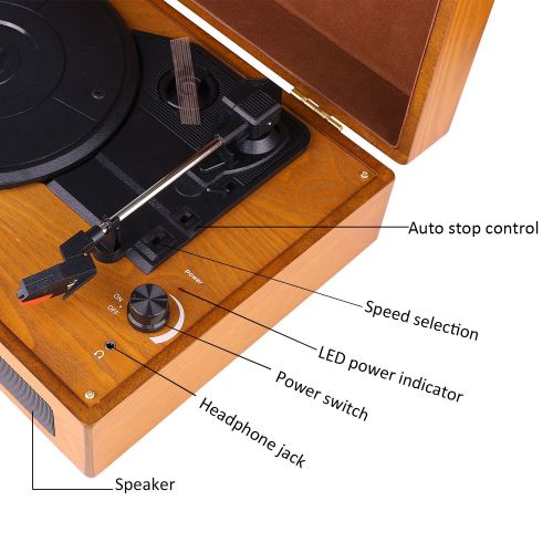 D&L Turntable for Vinyl Records Portable Record Player, 3 Speed Suitcase Phonograph with Built-in Stereo Speakers, PC Recorder, Headphone Jack