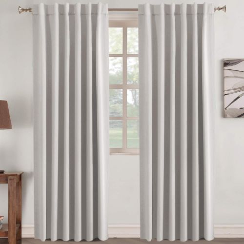  Turquoize Insulated Thermal Back tabRod- Pocket Room Darkening Curtains, Pure White, Solid Curtains for Living Room, 52 W x 96 L inch (Set of 2 Panels)