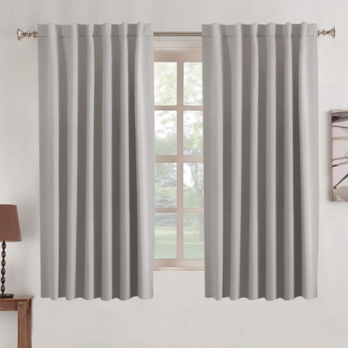  Turquoize Insulated Thermal Back tabRod- Pocket Room Darkening Curtains, Pure White, Solid Curtains for Living Room, 52 W x 96 L inch (Set of 2 Panels)
