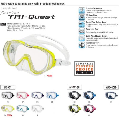  Taucherbrille Tusa Tri-Quest Freedom - tauchmaske schnorchelmaske erwachsene silikon (M-3001)