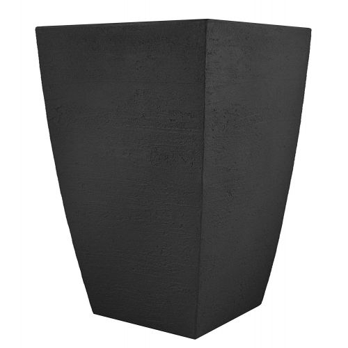  Tusco Products MSQT19BK Modern Square Garden Planter, 19-Inches Tall, Black (Pack of 2)