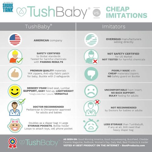  TushBaby The Only Safety Certified Hip Seat Baby Carrier  As Seen On Shark Tank, Ergonomic Waist...