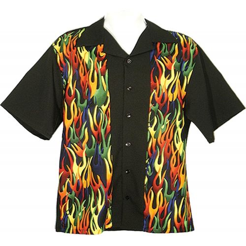  Tutti Retro Bowling Shirt with Flame Front Panels