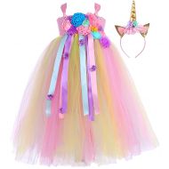 Tutu Dreams Flower Girl Fancy Princess Dress Size 1-14Y with Headband (Unicorn Mermaid Theme)