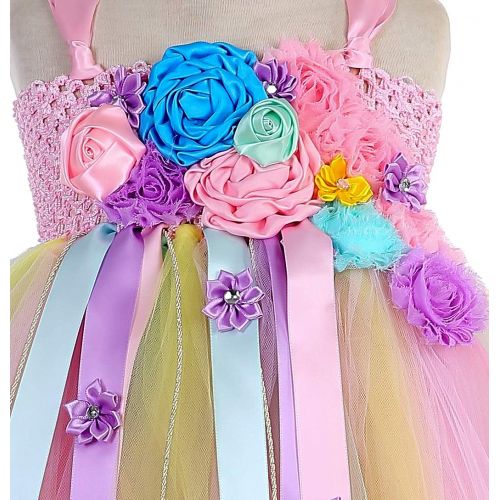  Tutu Dreams Flower Girl Fancy Princess Dress Size 1-14Y with Headband (Unicorn Mermaid Theme)