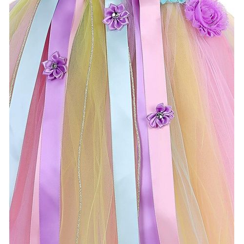  Tutu Dreams Flower Girl Fancy Princess Dress Size 1-14Y with Headband (Unicorn Mermaid Theme)