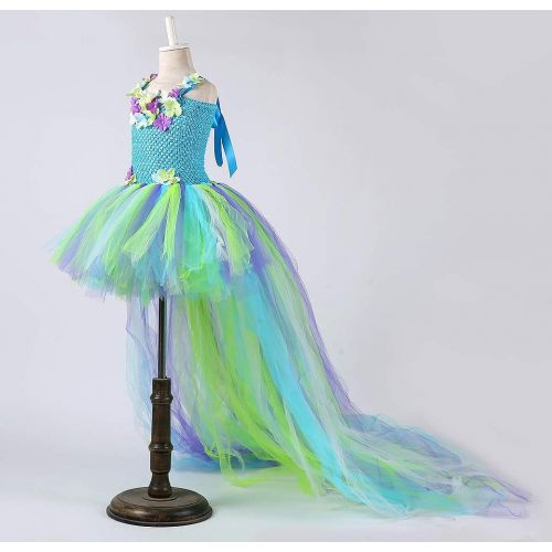  Tutu Dreams Long Train Fairy Princess Dress for Girls 1-8Y with Wings Set Birthday Party