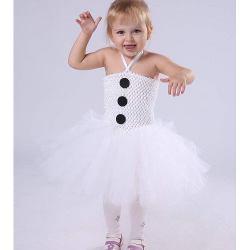  Tutu Dreams Girls Snowman Costume with Scarf 1-12Y White Tutu Dress Halloween Christmas Party