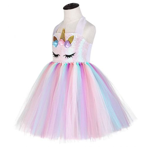  Tutu Dreams Unicorn Costume for Girls 1-12Y with Headband 4 Designs