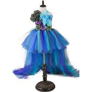 Tutu Dreams Deluxe Long Train Peacock Dress for Girls 2-12Y Flower Girl Birthday Party