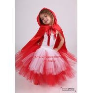 TutusDeReves Dress tutu, fairy tales costume, tutu dress little Red Riding Hood with cape, Christmas gift kids, birthday gift, Carnival