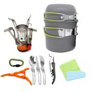 Tuuertge Camping Cookware Set Portable Camping Cookware Set Camping Backpacking Cook Set Mess Kit With Mesh Bag Lightweight Outdoor Cooking Equipment Collapsible Cookware Pot Pan Stove Spor